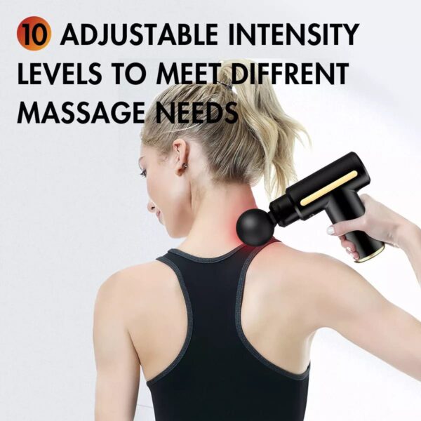 Mini Percussion Muscle Massage Gun with 6 Speeds and 4 Massage Heads, Handheld Deep Tissue Massager Gun for Back Neck Shoulder Foot Muscle Relieve, Black - Image 9