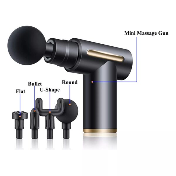 Mini Percussion Muscle Massage Gun with 6 Speeds and 4 Massage Heads, Handheld Deep Tissue Massager Gun for Back Neck Shoulder Foot Muscle Relieve, Black - Image 5
