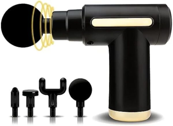 Mini Percussion Muscle Massage Gun with 6 Speeds and 4 Massage Heads, Handheld Deep Tissue Massager Gun for Back Neck Shoulder Foot Muscle Relieve, Black - Image 4