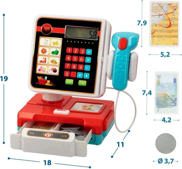 Supermarket Shop Toy Sound Light Effect Cute Cash Register Toy with Working Scanner - Image 2
