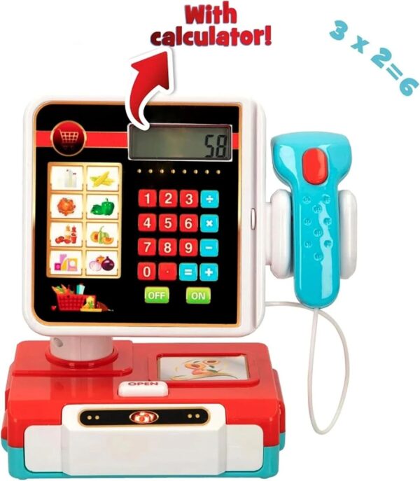 Supermarket Shop Toy Sound Light Effect Cute Cash Register Toy with Working Scanner - Image 4