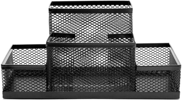 Metal Mesh Stationery Desk Organizer 4 Compartment. - Image 2
