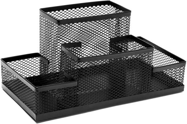 Metal Mesh Stationery Desk Organizer 4 Compartment. - Image 3