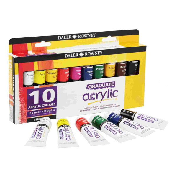 Daler Rowney Graduate Acrylic Paints 38 ml Set of 10. - Image 4