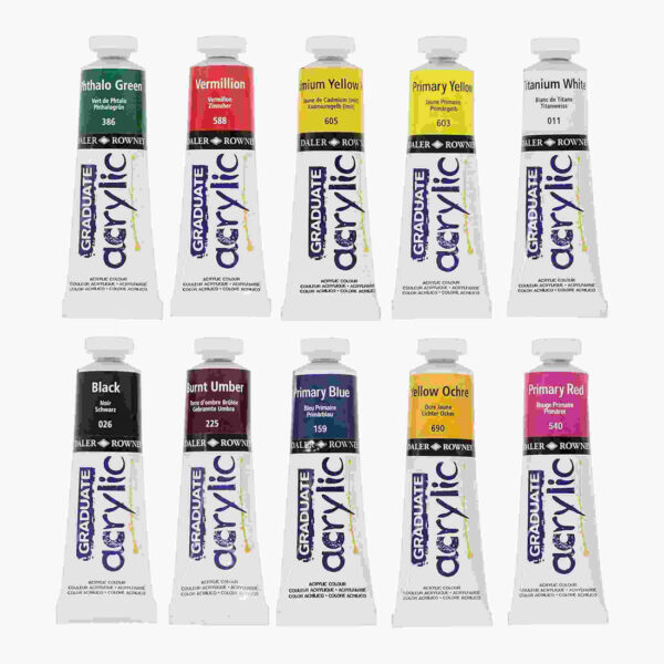 Daler Rowney Graduate Acrylic Paints 38 ml Set of 10.