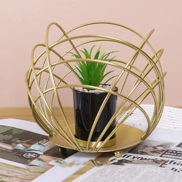 Gilded Bowl with Ceramic Black Plant Pot