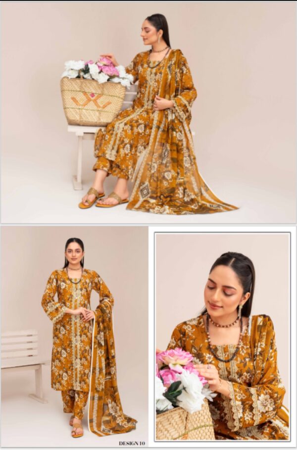 ISHQ MURSHAD BY RANG RIAZ VOL 03 UNSTITCHED 3PC LAWN SUIT NEW COLLECTION 2025 - Image 12