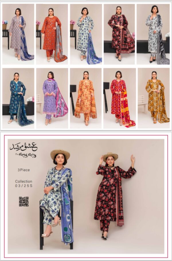ISHQ MURSHAD BY RANG RIAZ VOL 03 UNSTITCHED 3PC LAWN SUIT NEW COLLECTION 2025