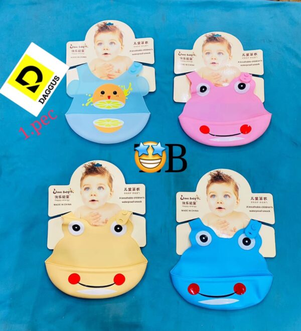 Silicon Bib - Soft Silicone Bib with Pocket for Infant Kids ( Baby Bib ) - 1 Piece - Image 2