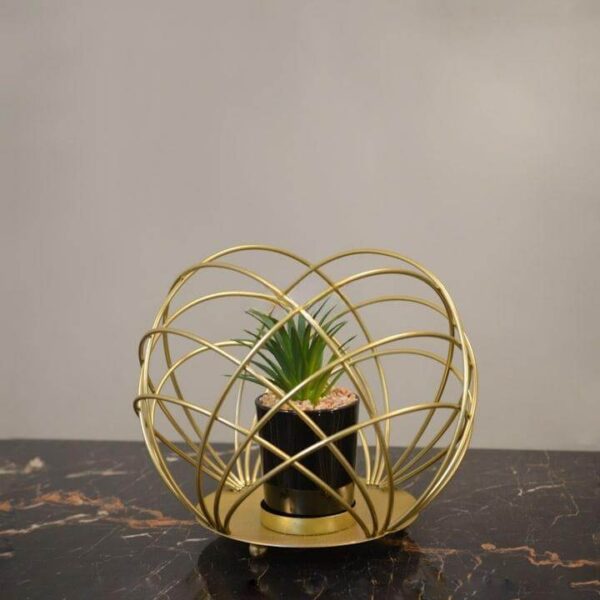 Gilded Bowl with Ceramic Black Plant Pot - Image 5