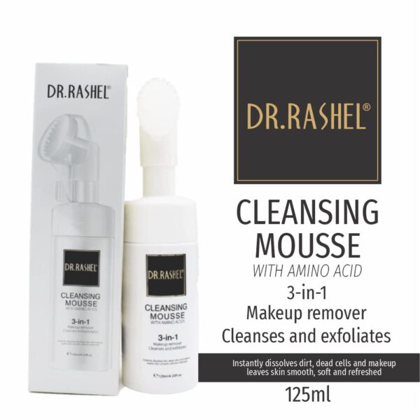 Dr.Rashel Cleansing Mousse With Amino Acids 3 IN 1 Makeup Remover Cleanses and Exfoliates, Instantly dissolves dirt, dead cells and makeup leaves skin smooth, soft and refreshed, 125 ML. - Image 2