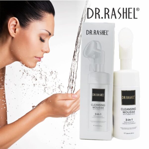 Dr.Rashel Cleansing Mousse With Amino Acids 3 IN 1 Makeup Remover Cleanses and Exfoliates, Instantly dissolves dirt, dead cells and makeup leaves skin smooth, soft and refreshed, 125 ML. - Image 3