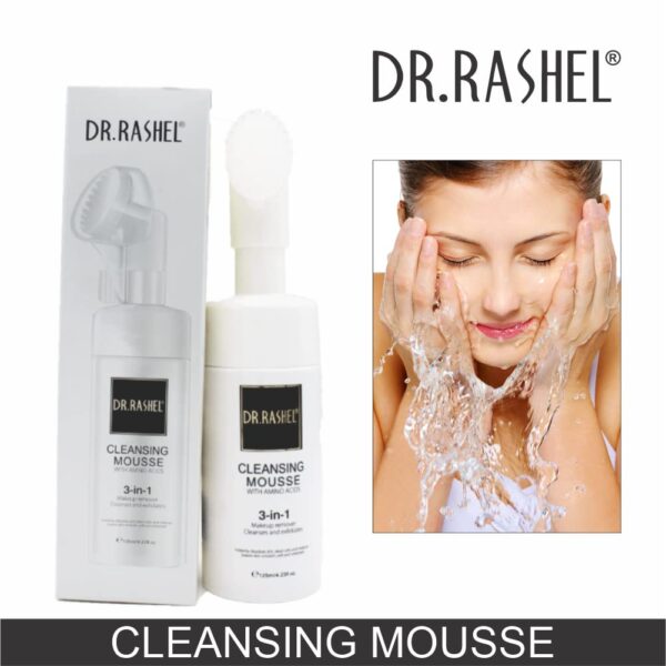 Dr.Rashel Cleansing Mousse With Amino Acids 3 IN 1 Makeup Remover Cleanses and Exfoliates, Instantly dissolves dirt, dead cells and makeup leaves skin smooth, soft and refreshed, 125 ML. - Image 4