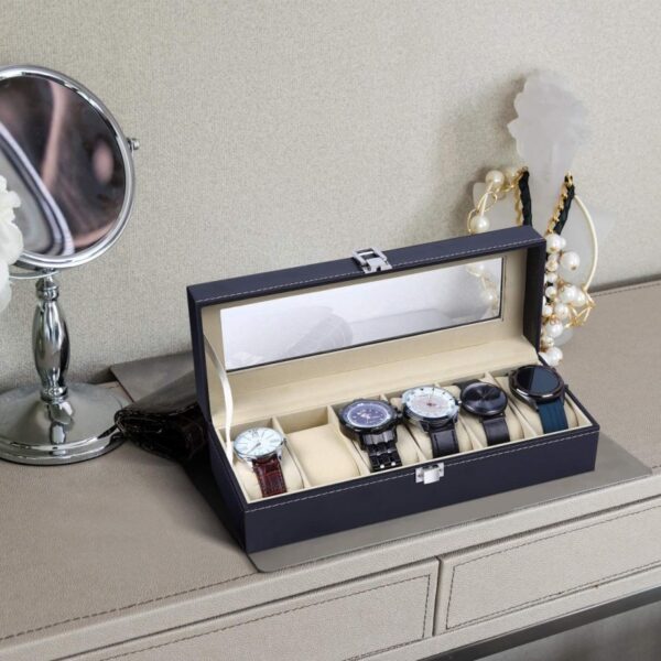 6 Slot Watch Box PU Leather