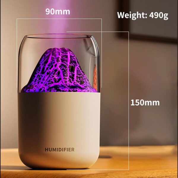 Portable Mini Humidifier, 300ml Small Cool Mist Volcano Shape Humidifier with Color LED Night Light, USB Personal Desktop Humidifier for Car Office Home Travel, 2 Mist Modes, Super Quiet - Image 6
