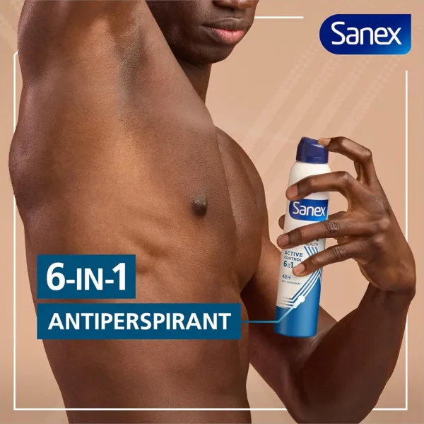 Sanex Men Active Control Antiperspirant Deodorant Spray, 48 hour sweat protection, anti-odour, long-lasting dryness, freshness, 200 ml. - Image 2