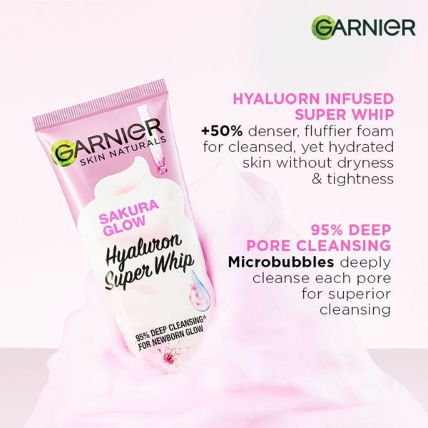 Garnier Sakura Glow Hyaluron Super Whip Foam 100 ml. - Image 3