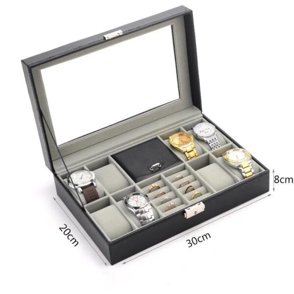 Watch Display Box Watch Box for Men and Women, 12 Slot Watch Box PU Leather Case Storage Box - Image 4