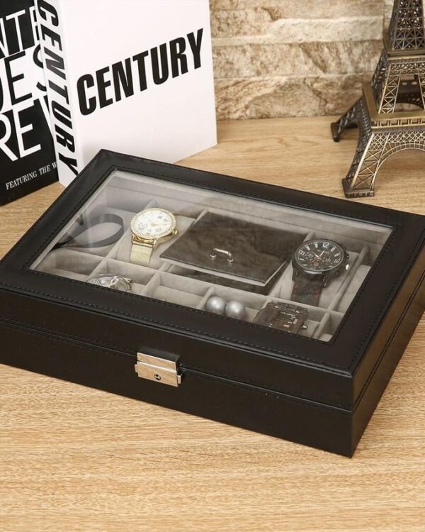 Watch Display Box Watch Box for Men and Women, 12 Slot Watch Box PU Leather Case Storage Box - Image 5