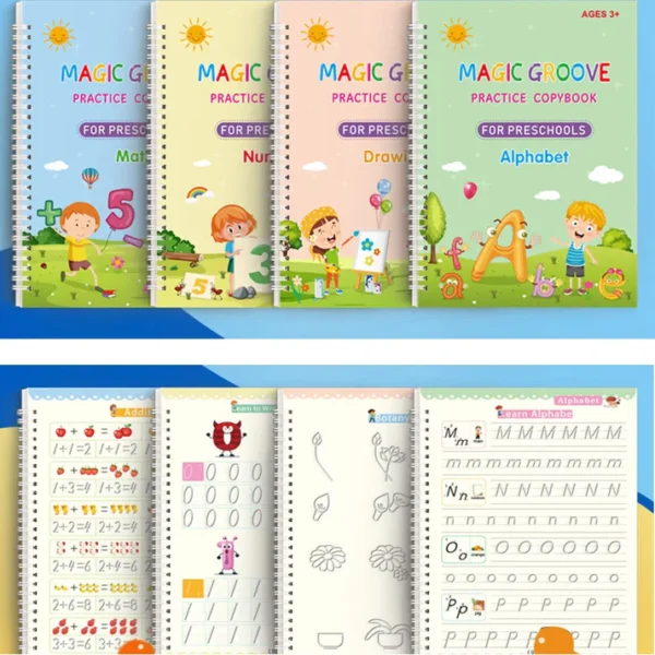 Preschools Magic Practice Workbook - Copybook for Kids, Children Reusable Handwriting Practice Copy Books for Letter Writing(Pack of 4)  - Image 4