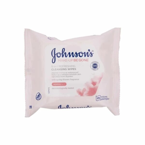 Johnson's 5 in 1 Refreshing Cleansing Wipes, Make up Be Gone, For Normal Skin.