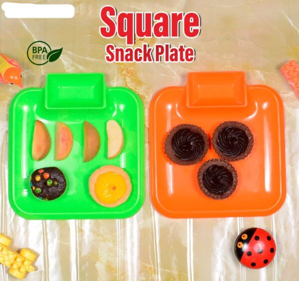 Square Snack Plate Snack Serving Tray, Chips, Cookies, Biscuits Tray, Spaghetti, Noodles(Pack Of 2) - Image 2