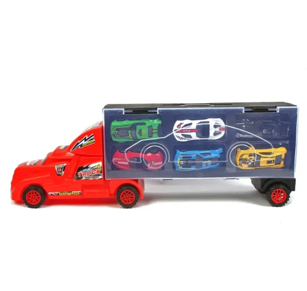 6 in1 Car Carrier Truck Toy with 6 car Plastic Free Wheels JH933-9 - Image 5