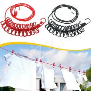 Clothesline Rope Elastic Cloth Drying Hanging Rope with Clips.