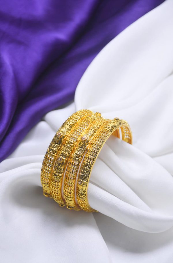 Indian Gold Plated Bangles Set of 4 pcs Exclusive By Unique Fancy Jewelry. - Image 2