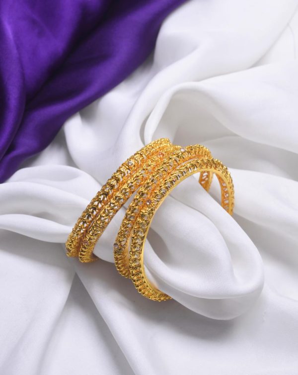 Indian Gold Plated Bangles Set of 4 pcs Exclusive By Unique Fancy Jewelry. - Image 4