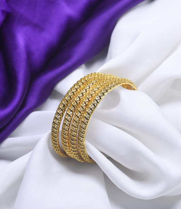 Indian Gold Plated Bangles Set of 4 pcs Exclusive By Unique Fancy Jewelry. - Image 5