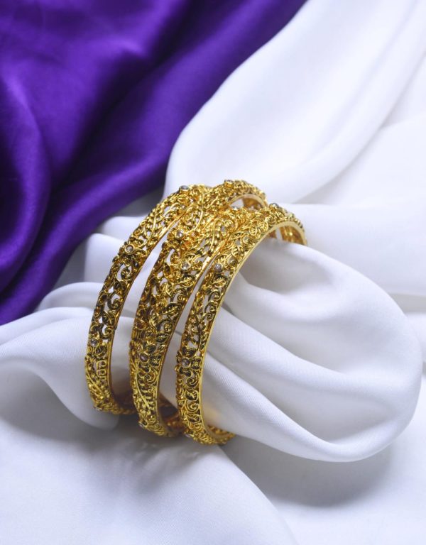 Indian Gold Plated Bangles Set of 4 pcs Exclusive By Unique Fancy Jewelry. - Image 7