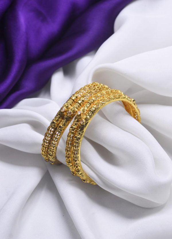 Indian Gold Plated Bangles Set of 4 pcs Exclusive By Unique Fancy Jewelry. - Image 8