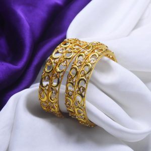 Indian Gold Plated Bangles Set of 4 pcs Exclusive By Unique Fancy Jewelry.