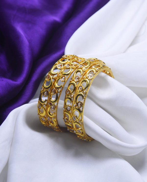 Indian Gold Plated Bangles Set of 4 pcs Exclusive By Unique Fancy Jewelry.