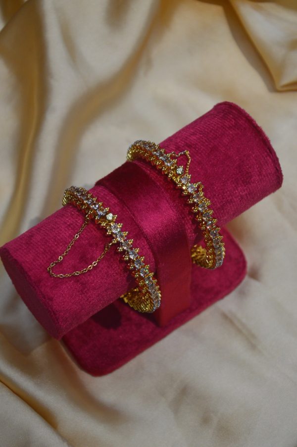 Elegant Design Zircon Stone Gold Plated Openable Bangle for Girls and Women Exclusive By Unique Fancy Jewellery. - Image 4