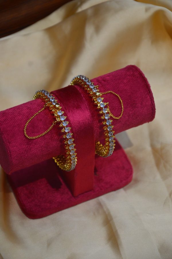 Elegant Design Zircon Stone Gold Plated Openable Bangle for Girls and Women Exclusive By Unique Fancy Jewellery. - Image 2