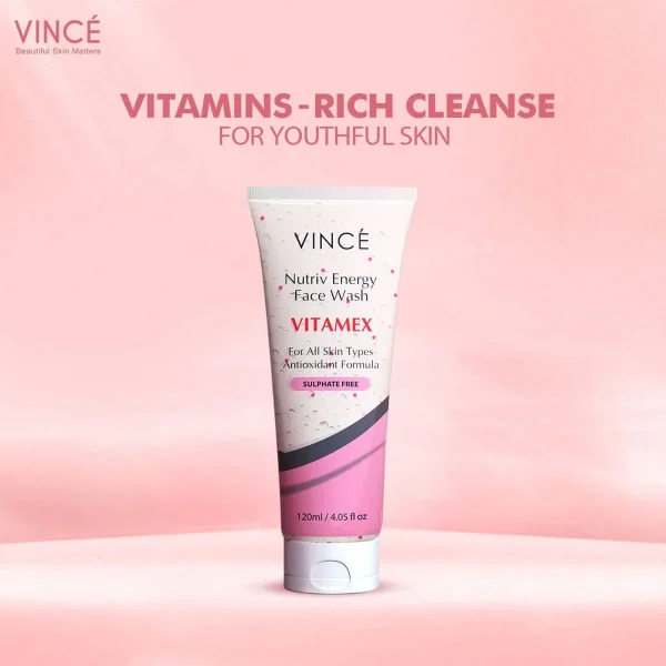 Vince Nutriv Energy Face Wash 120ml - Image 3