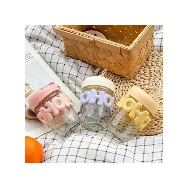 Simple And Cute Glass Mug With Straw. - Image 3