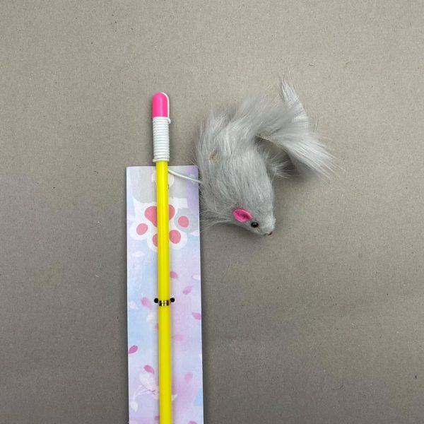 Furry Mouse Teaser Wand, Cat Playing Stick, Toy For Cats. - Image 3