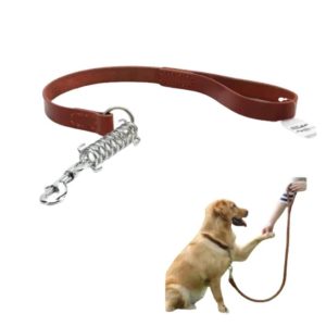 Square Leather leash High with Spring For Pets, CLH-01073