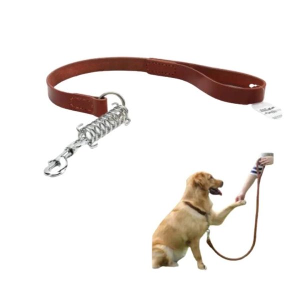 Square Leather leash High with Spring For Pets, CLH-01073