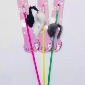 Furry Mouse Teaser Wand, Cat Playing Stick, Toy For Cats.