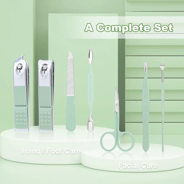 Professional Stainless Steel Nail Clipper Manicure Pedicure Set With Case - Image 3
