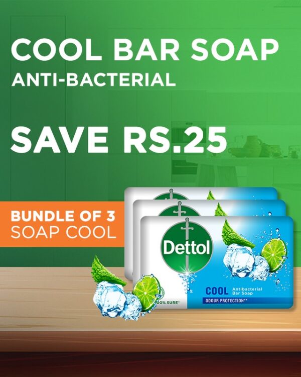 Buy 3 in 1 Dettol Antibacterial Cool Soap 85gm