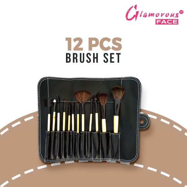 Glamorous Face 12 Piece Leather Professional Makeup Brush Set