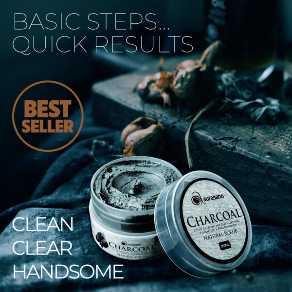 Auragano Charcoal Facial Scrub (Natual Active Charcoal for Deep Cleansing, Exfoliation & Pore Minimizer)- 100ml