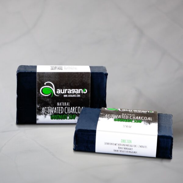 Auragano Activated Charcoal Soap (Hand Made Soap) - 100gm - Image 2
