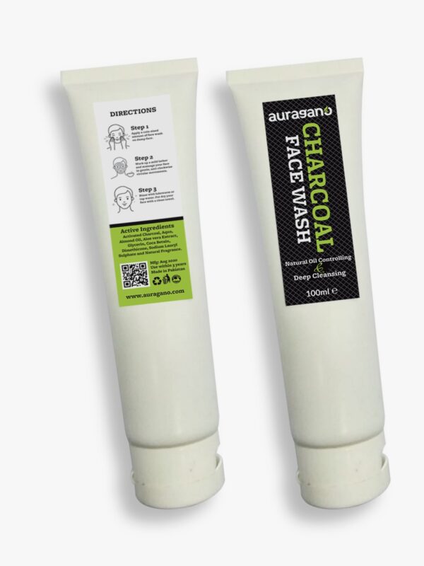 Auragano Natural Oil Controlling and Deep Cleaning  Charcoal Face Wash - 100ml - Image 2