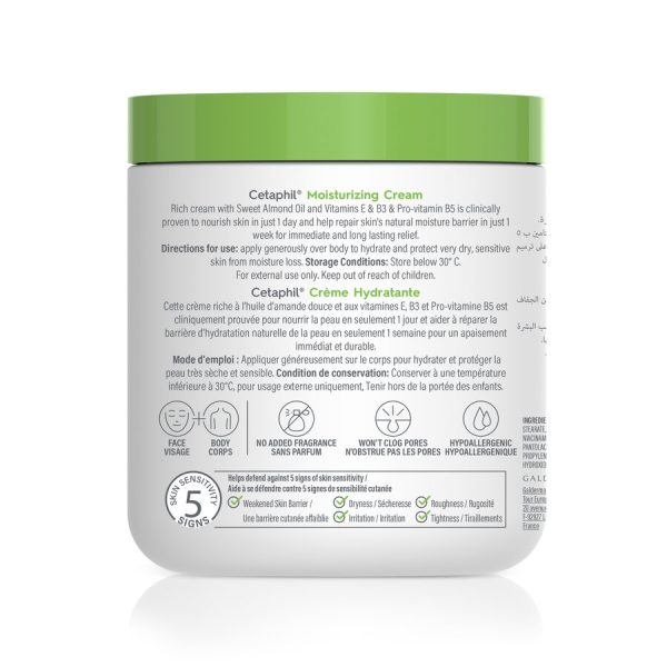 Cetaphil Moisturizing Cream, Face & Body Moisturizer for Men & Women, Dry to Very Dry and Sensitive Skin, Unscented, 453g - Image 2